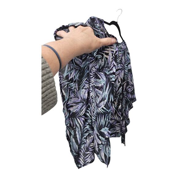 Quacker Factory by Jeanne Bice Black Purple Poncho Top Embellished Leaf Size SM - Picture 5 of 6